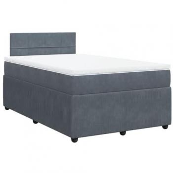 Cama box spring con colchón de terciopelo gris oscuro 120x200 cm