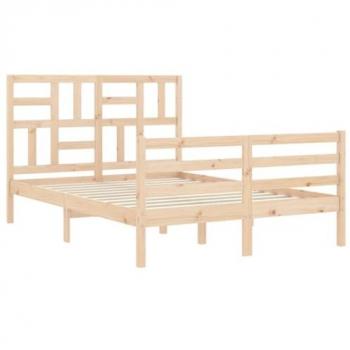 Estructura de Cama Doble 120x200 cm con Cabecero de Madera Maciza