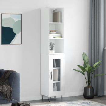Aparador alto 34,5x34x180 cm madera multicapa blanco pulido