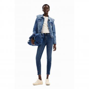 Desigual Women's Skinny Blue Sequin Jeans Size S