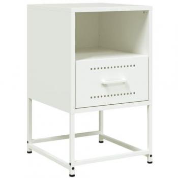 Mesita de noche de acero blanco 36x39x60,5 cm, mesa auxiliar, armario auxiliar, muebles de dormitorio