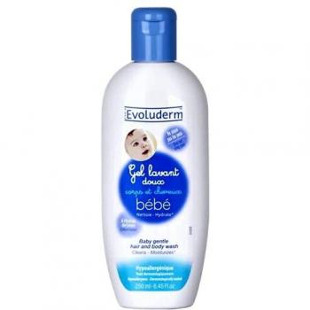 Gel de baño suave para bebés Evoluderm - 96% ingredientes de origen natural - 250ml