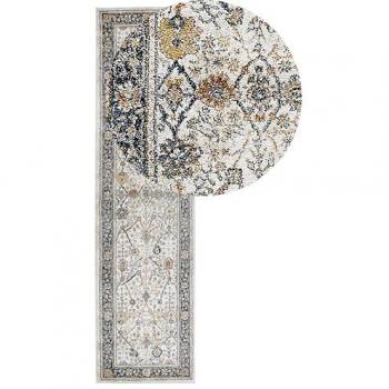 Alfombra Runner Vintage Oriental Beige y Azul 80 x 300 cm Polipropileno Poliester