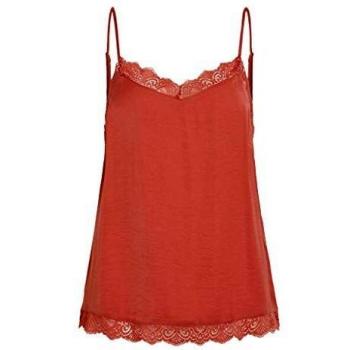 Vila Vicava Lace Singlet Noos Top - Camiseta para mujer marrón XL