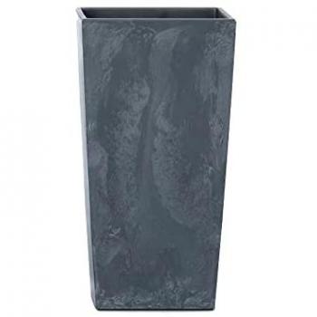 Maceta Cuadrada URBI Efecto Hormigón 4L con Depósito - 140x140x265 mm - Terracota y Antracita, Plástico Marengo 7.2L
