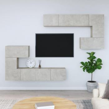 Mueble de pared de TV madera contrachapada gris hormigón vidaXL