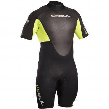 Gul 2018 Response 3/2mm Back Zip Shorty Wetsuit Black/Lime RE3319-B4 Wetsuit Sizes - Medium Tall