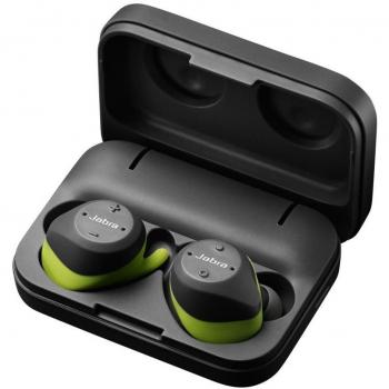 Auriculares Inalámbricos Jabra Elite Sport TWS Bluetooth con Cancelación de Ruido, Binaurales Dentro de Oído, Color Negro y Verde + Estuche de Carga