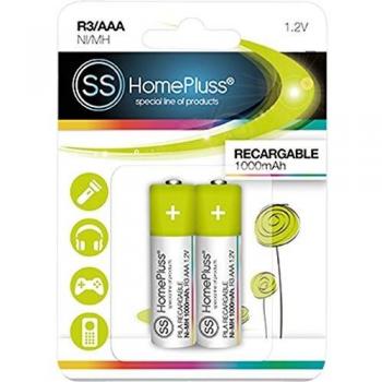 Pila Recargable R03 (AAA) de Alta Capacidad 1000mAh, Pack de 2 Unidades