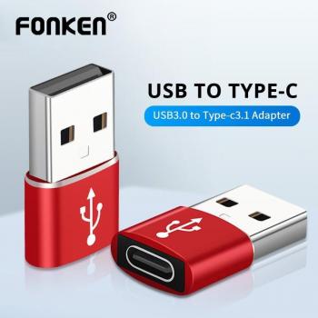 Adaptador FONKEN USB 3.0 a Tipo C 3.1 para Cargador de Notebook, USB Macho a USB C Hembra, Convertidor de Carga para Teléfono y Conector de Cable USB Negro