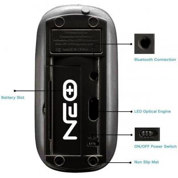 Reino Unido Vendedor. Ultra Slim/pequeño brillante negro ratón óptico inalámbrico para Apple Mac, Windows PC/de sobremesa, portátil - Receptor USB