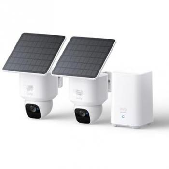 Cámara de Seguridad Eufy SoloCam E30 2-Pack con HomeBase S280, Resolución 2K, Visión Nocturna, Rotación 360°, Seguimiento por IA, Energía Solar, Sin Cuotas Mens