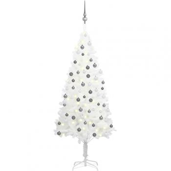 vidaXL Artificial Pre-lit Christmas Tree with Ball Set White 150 cm