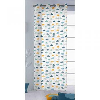 Cortina Infantil 100% Algodón Nubes Cool Kids 140x260 cm Fabricada en España