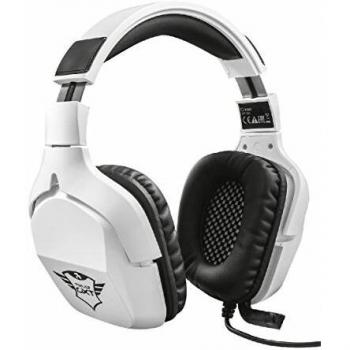 Trust Gaming GXT 345 Creon - Auriculares Gaming para PC con vibración de Graves y Sonido Envolvente 7.1, Color Blanco