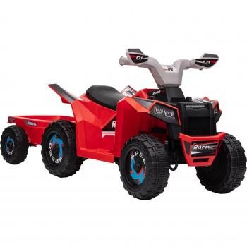 HOMCOM Quad Eléctrico para Niños con Remolque Coche Eléctrico Cuatrimoto 6V 2,5 km/h Carga 25 kg para Niños de 18-36 Meses