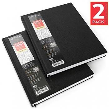 Cuadernos de tapa dura con papel de dibujo Arteza - Pack de 2 blocs de dibujo, 400 páginas de 21,6 x 27,9cm en papel grueso