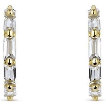 Pendientes criollas de plata bañada en oro con circonitas blancas rectangulares Itemporality SEA-201-358-UU