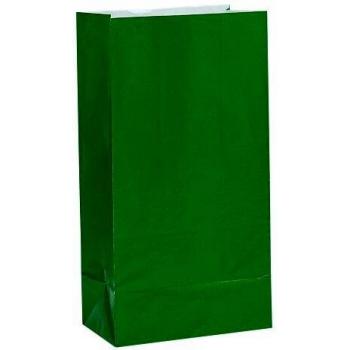 Unique 12 bolsas de regalo de papel, color verde bosque, paquete de 30