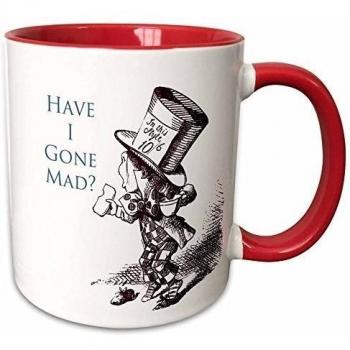 Mensuk mug_110410_4 Mad Hatter Have I Gone Mad Alice in Wonderland Two Tone Black Mug, 11 oz, Black/White