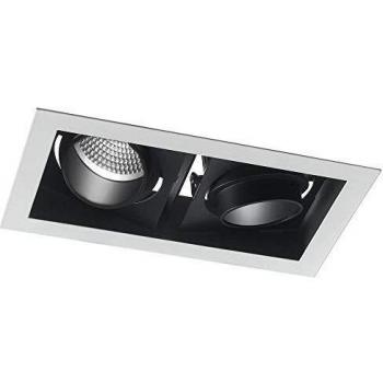 Downlight empotrable doble LED ajustable Apollo, blanco y negro, 3000K, 2x10W