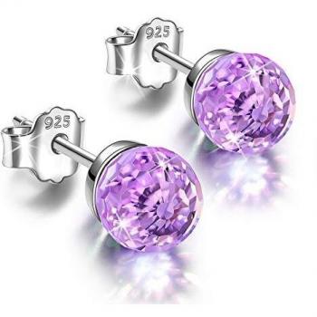 Alex Perry Pendientes regalos de plata 925 para mujeres cristales tachuelas para niñas púrpura joyería para mujeres de San Valentín Navidad día de la madre regalos para mamá regalos de cumpleaños