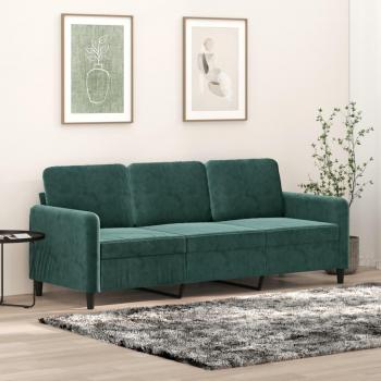Sofá de 3 plazas terciopelo verde oscuro 180 cm Vidaxl