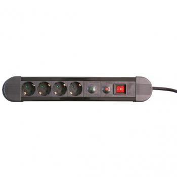 Base 4 Tomas con Protector de Sobrecargas Blanca Electro DH, Interruptor Luminoso, Modelo 36.255/B, Código de Barras 8430552121786