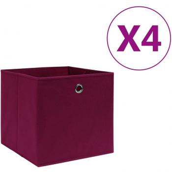 vidaXL Storage Boxes 4 pcs Non-woven Fabric 28x28x28 cm Dark Red