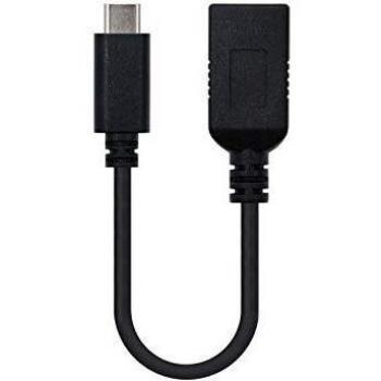 Nanocable 10.01.4201 - Cable USB 3.1 Gen1, Tipo C Macho a USB A Hembra, Velocidad de Transferencia hasta 5Gbps, Capacidad de Carga 3A, OTG (On-The-Go), Longitud 15cm, Color Negro