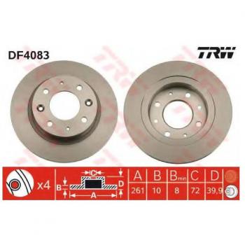 Disco de freno TRW DF4083, completo, 1 pieza