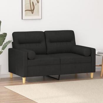 Sofá de 2 plazas con cojines tela negro 120 cm Vidaxl