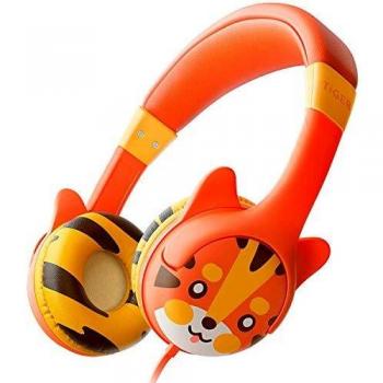 Auriculares KidRox Tiger-Ear para niños, Volumen Limitado a 85 dB, protección auditiva Ajustable y Segura, Cable sin enredos, Auriculares con Cable para niños y niñas