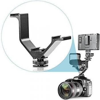Neewer® Aleación de aluminio 4 /10.5cm V- forma Triple 3 Universal Zapata Fría Soporte de montaje para Nikon Canon Sony Pentax cámara réflex digital o videocámara accesorios como LED luz de video, micrófono, pantalla, Flash