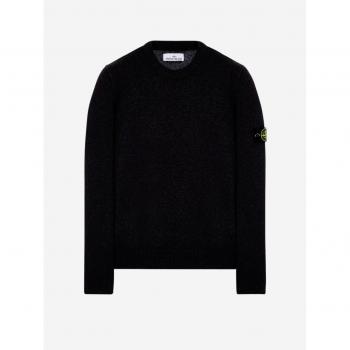 Stone Island Men's Wool Crewneck Sweater in Black | Size Medium | 8115508A3A0029