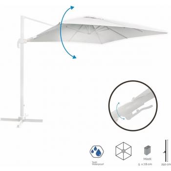Sombrilla Tiber Aluminio Blanco 300 x 300 x 250 cm