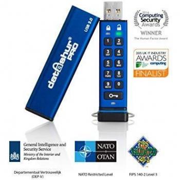 iStorage datAshur PRO 128GB | Encrypted USB Memory Stick | FIPS 140-2 Level 3 Certified | Password protected | Dust/Water Resistant. IS-FL-DA3-256-128