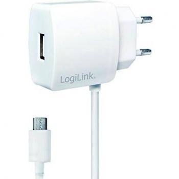 Cargador USB LogiLink PA0146W, 2 puertos, 10.5 W, Micro-USB, color blanco