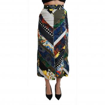 Dolce & Gabbana Multicolor Silk Geometric High Waist Maxi Skirt - IT40|S, Female, Green, Size: XS