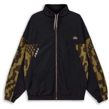 Chaqueta Grimey Lucky Dragon Negra de chándal, colección SS24, diseño moderno y urbano, fabricada en material ligero y transpirable, con cierre de cremallera completo, bolsillos laterales con cremallera, estampado