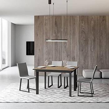 Mesa extensible Cumar 90x120/180 cm Roble Natural con estructura antracita