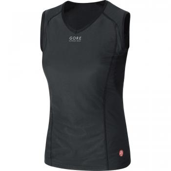 GORE RUNNING WEAR Essential Base Layer Windstopper Lady - Camiseta sin mangas de running para mujer, color negro, talla 44