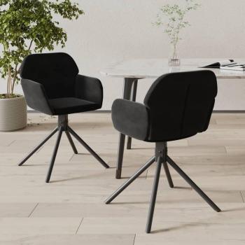 Swivel Dining Chairs Set of 2 Black Velvet