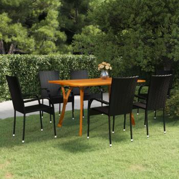 vidaXL 7-Piece Black Garden Dining Set