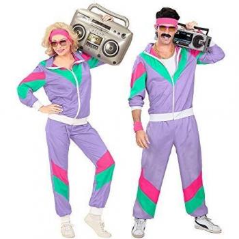 Widmann - Disfraz de chándal de los años 80, chaqueta y pantalón, traje de chavo, estilo retro, varias tallas, Bad Taste Party, 80ties, carnaval