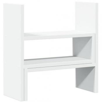 Organizador de escritorio ajustable blanco 40x17x41 cm madera de ingeniería con soporte para monitor