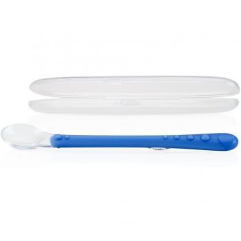 Nuby ID5556BLUE - Cuchara larga de silicona, color azul