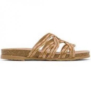 Sandalias Porronet Dafne Marrón con Detalle de Pala Textil Fantasía