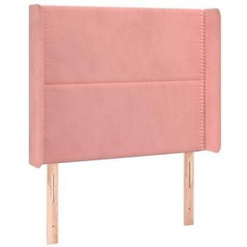 Cabecero con orejas de terciopelo rosa 103x16x118/128 cm