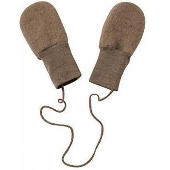 Manoplas de bebé Engel de lana merino sin pulgar, mezcla nogal, talla 1